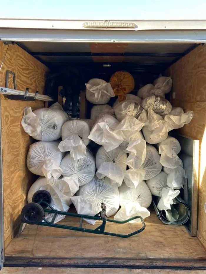 Insulation and materials stocked in an Air Works trailer